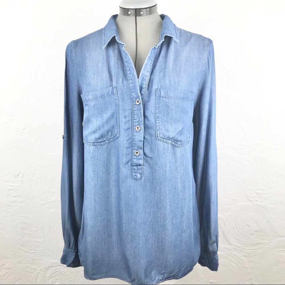 Stitch fix Market & Spruce blue chambray Button Up Blouse-S